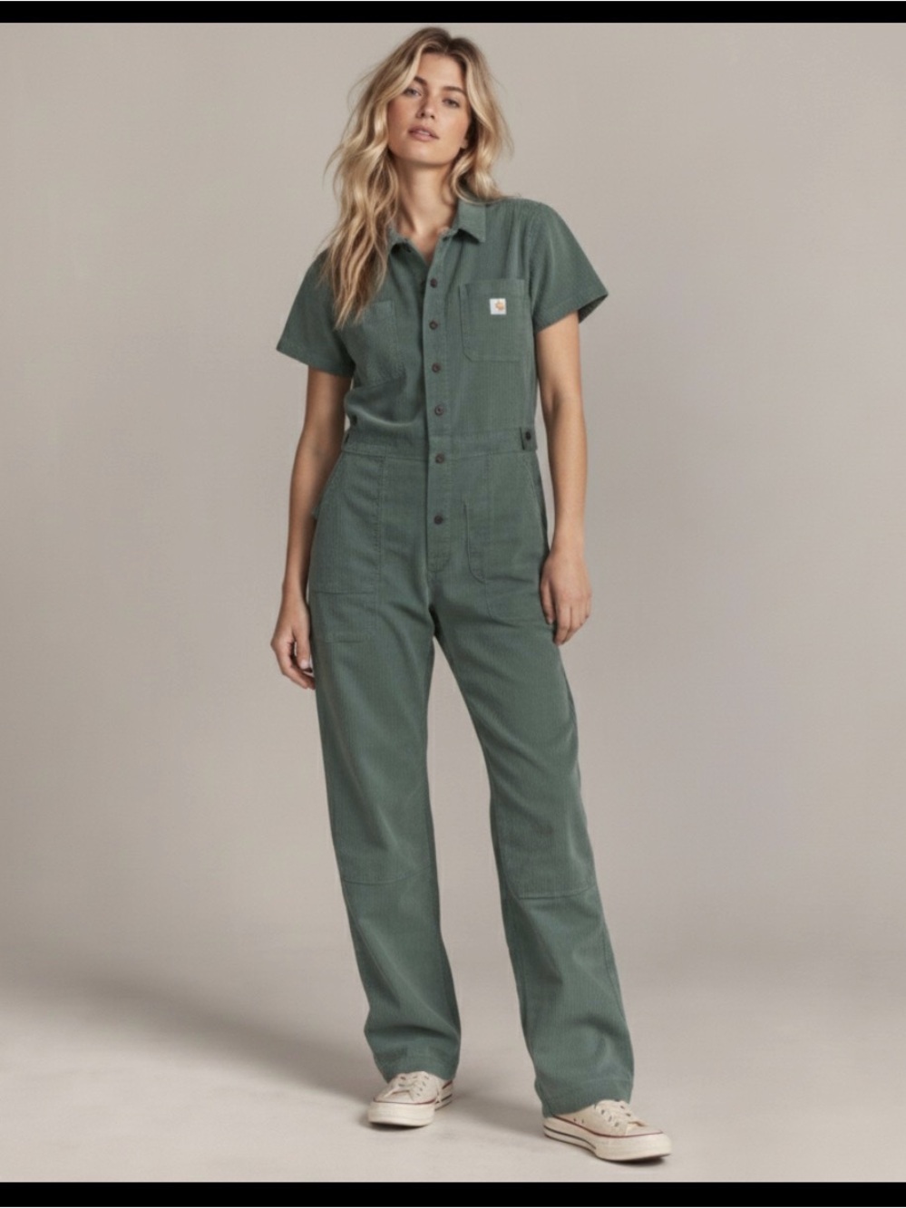 Carhartt Olive Green Short-Sleeve Utility Jumpsuit size medium
